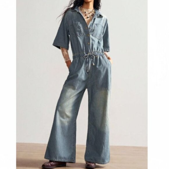 New Denim Jumpsuit Boiler Suit Large 10-12 - Picture 1 of 5